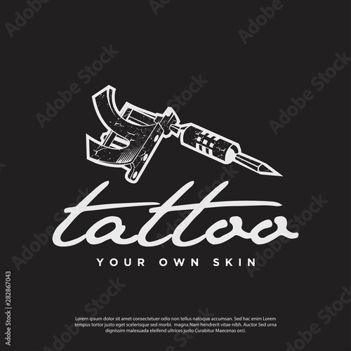 vector logo tattoo machine, vintage classic