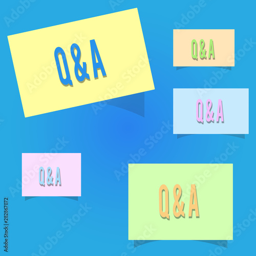 Conceptual hand writing showing Q and A. Business photo showcasing Exchange of questions and answers between groups of showing.