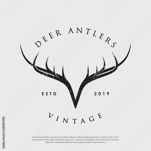 vector logo of vintage hipster deer antlers