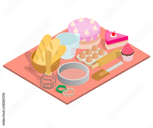 Tea day concept banner. Isometric banner of tea day vector concept for web, giftcard and postcard