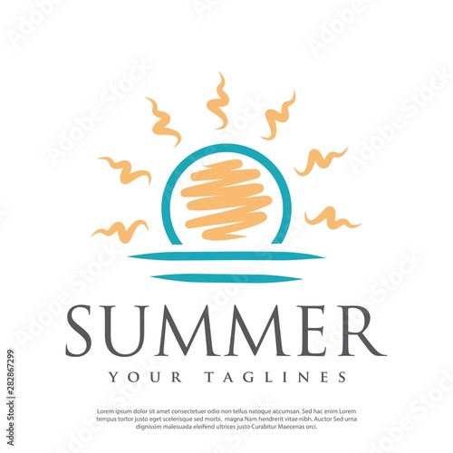 logo vector sunrise or sunset, abstract minimalist