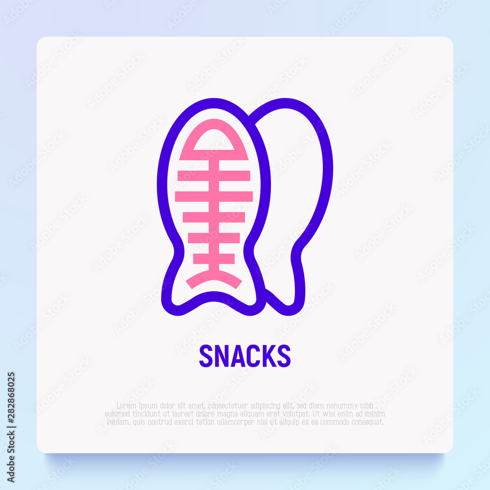 Snacks for cat thin line icon: two fishes. Modern vector illustration for pet shop. Snacks for cat thin line icon: two fishes. Modern vector illustration for pet shop.