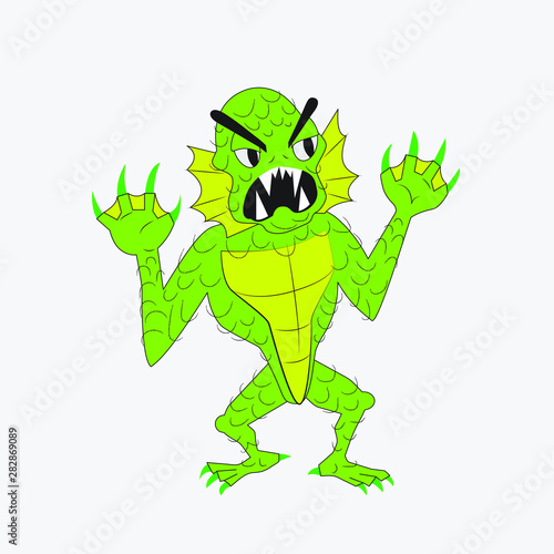 retro halloween sea creature cartoon