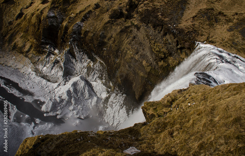 Skogafoss waterfall on the Skougau river, in the south of Iceland, in the Sydurland region photo