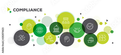 COMPLIANCE ICONS ON MULTI COLORED BACKGROUND BANNER DESIGN