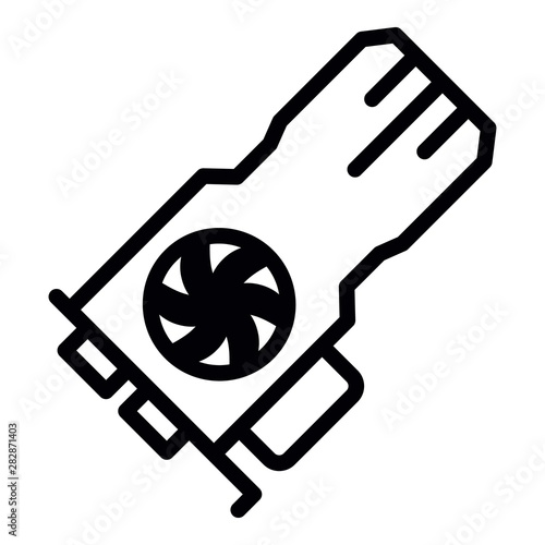 Mining video card icon. Outline mining video card vector icon for web design isolated on white background