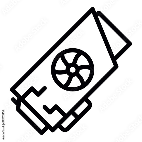 Graphic video card icon. Outline graphic video card vector icon for web design isolated on white background
