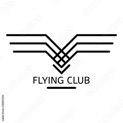 Flying club logo. Outline flying club vector logo for web design isolated on white background