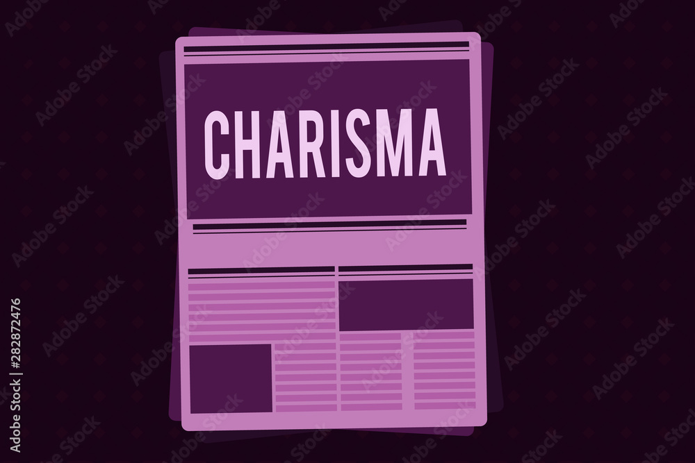 Conceptual hand writing showing Charisma. Business photo showcasing compelling attractiveness or charm that inspire devotion in others. Conceptual hand writing showing Charisma. Business photo showcasing compelling attractiveness or charm that inspire devotion in others.
