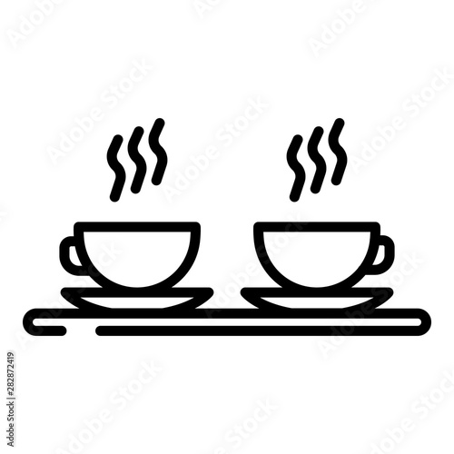 Hot coffee cups icon. Outline hot coffee cups vector icon for web design isolated on white background