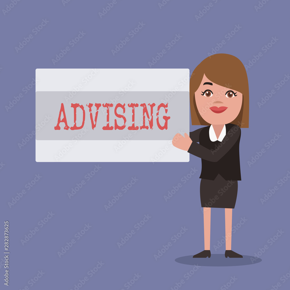 Writing note showing Advising. Business photo showcasing Give advice recommendation assistance professional support.