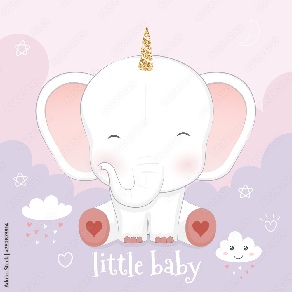 Naklejka premium Cute Baby Elephant