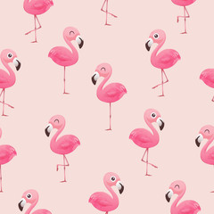 Fototapete Flamingomuster Rosa Flamingos Vektor Tropenmuster  © yuthana Choradet