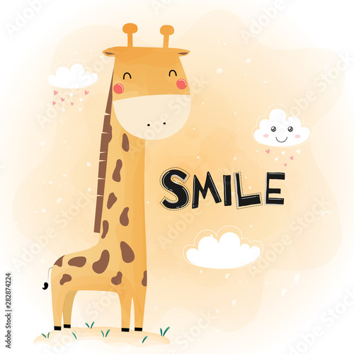 Canvas Print cute funny giraffe