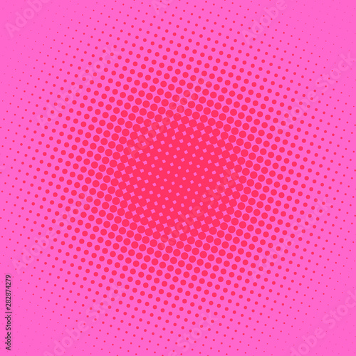 Pink and magenta pop art background with dots design, abstract vector illustration in retro comics style