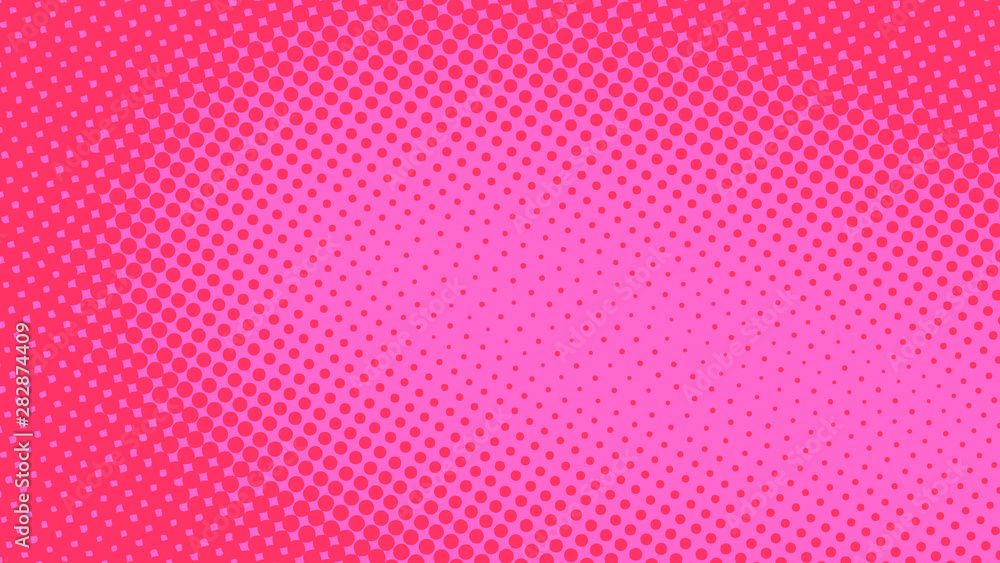Plakat Pink and magenta retro pop art background with halftone dots