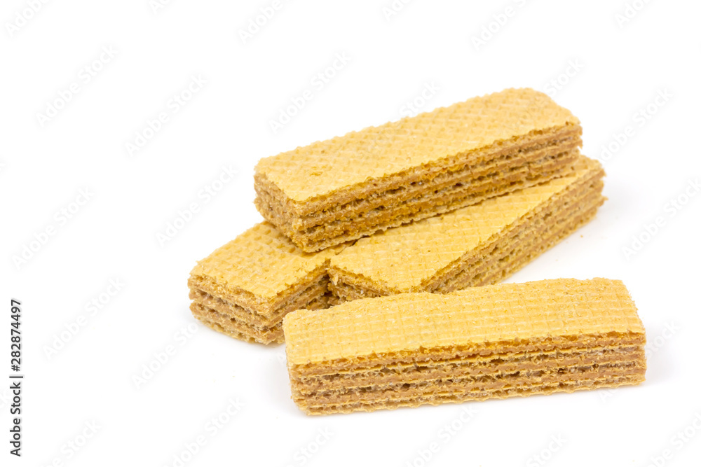 Crispy cream chocolate flavored wafer snack isolated on white background. Crispy cream chocolate flavored wafer snack isolated on white background.
