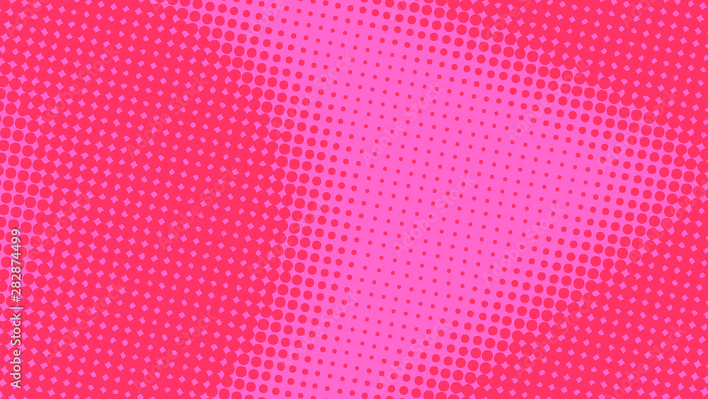 Plakat Magenta and pink pop art background in vitange comic style with halftone dots, vector illustration template for your design