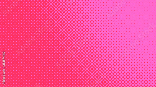 Magenta and pink pop art background with dots design, abstract vector illustration in retro comics style
