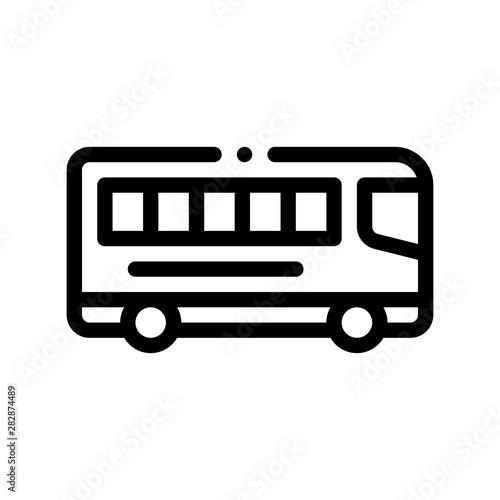 Public Transport Inter-city Bus Vector Sign Icon Thin Line. Long Haul Intercity Bus, Urban Passenger Transport Linear Pictogram. City Transportation Passage Service Contour Monochrome Illustration
