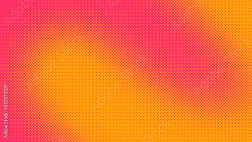 Orange and magenta retro comic pop art background with haftone dots design. Vector clear template for banner or comic book design, etc