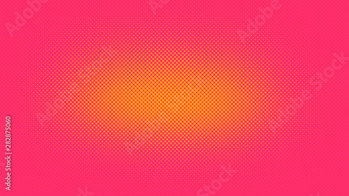 Orange and magenta retro pop art background with halftone dots design