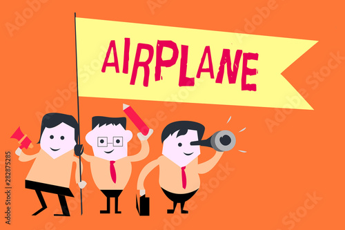 Word writing text Airplane. Business concept for Aircraft Vehicle designed for travel aerial transportation.