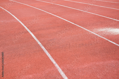 lane running racetrack backstretch in outdoor sports stadium arena © 88studio