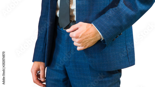 businessman in tuxedo in elegant blue suit. isolated close up