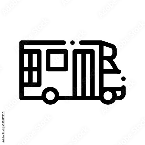 Public Transport Paratransit Vector Sign Icon Thin Line. Paratransit Mini Bus, Urban Passenger Transport Linear Pictogram. City Transportation Passage Service Contour Monochrome Illustration