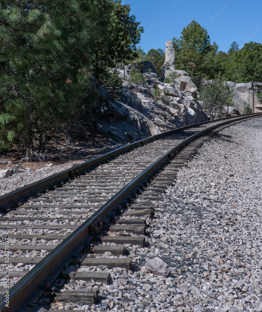 Copper Canyon Mexico  railway crossing