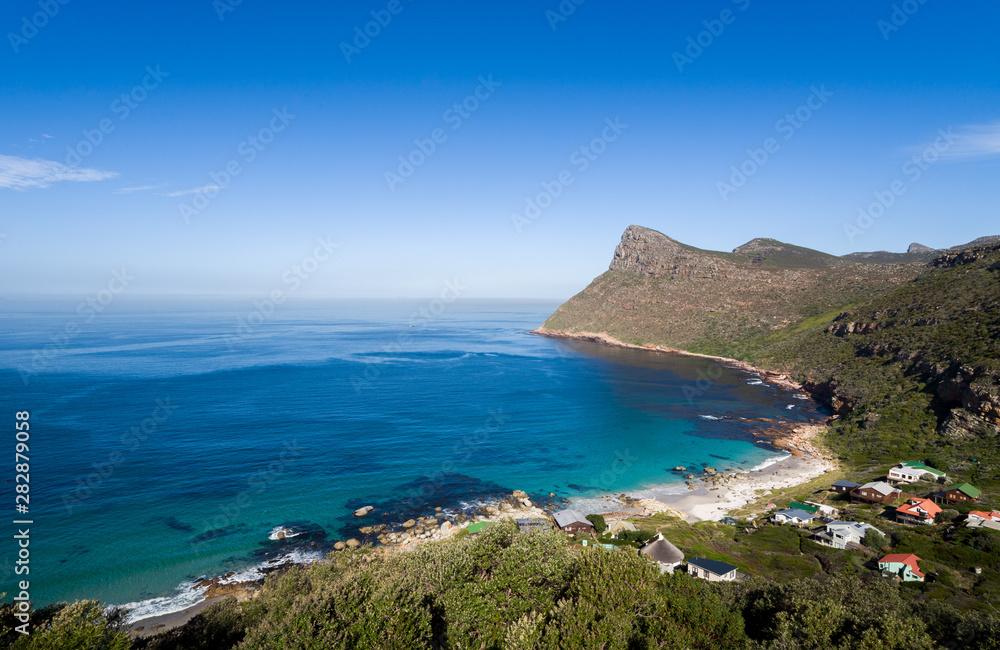 Amazing bay with turquoise water, road for Cape of Good Hope, peninsula, South Africa