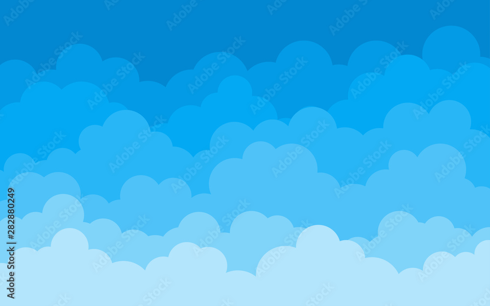 Vector cloud on blue sky abstract background in blue tones.