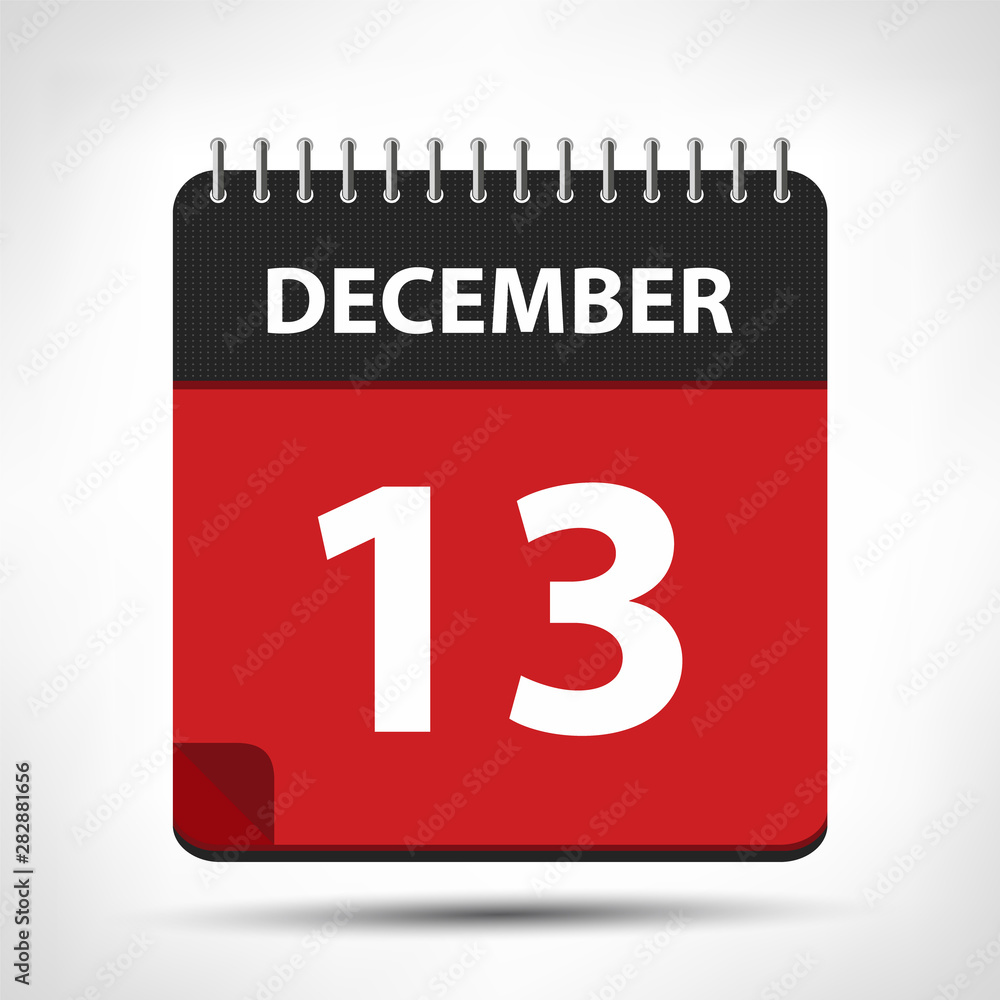 Fototapeta premium December 13 - Calendar Icon - Calendar design template