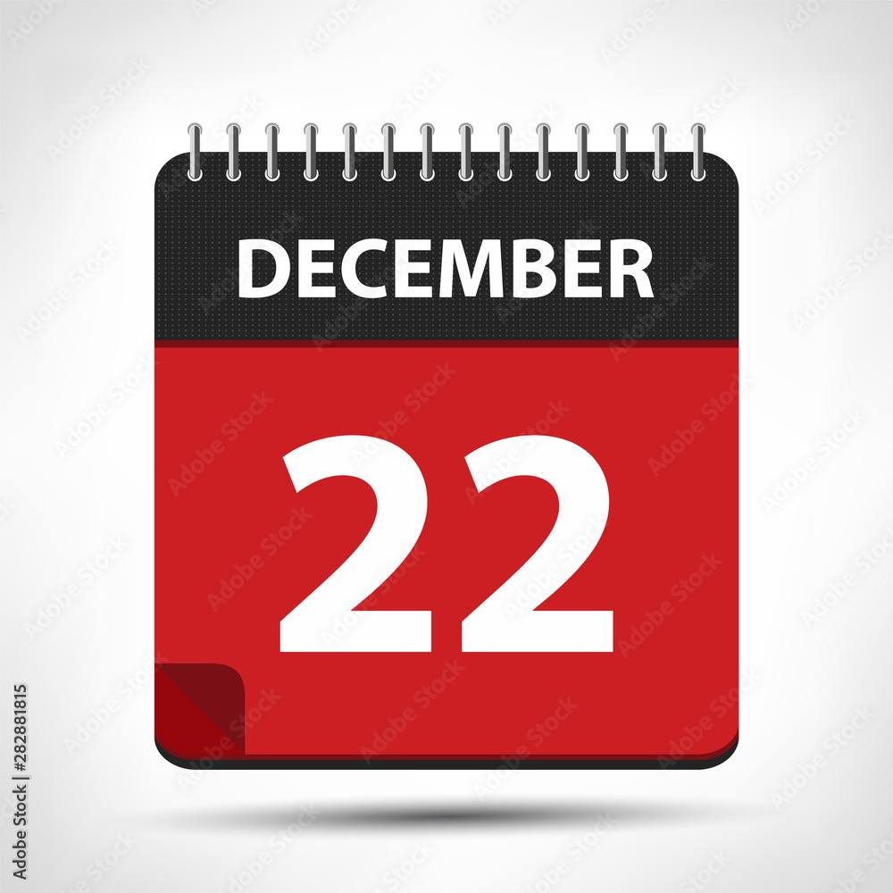 Fototapeta premium December 22 - Calendar Icon - Calendar design template