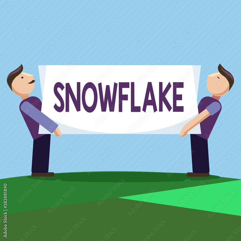Conceptual hand writing showing Snowflake. Business photo text Small piece of snow that falls from the Crystals Frost. Conceptual hand writing showing Snowflake. Business photo text Small piece of snow that falls from the Crystals Frost.