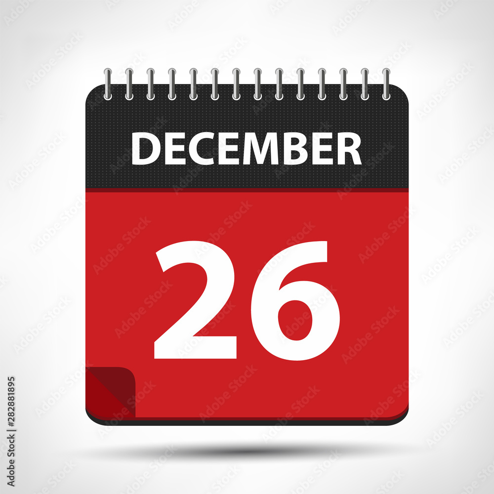 Fototapeta premium December 26 - Calendar Icon - Calendar design template