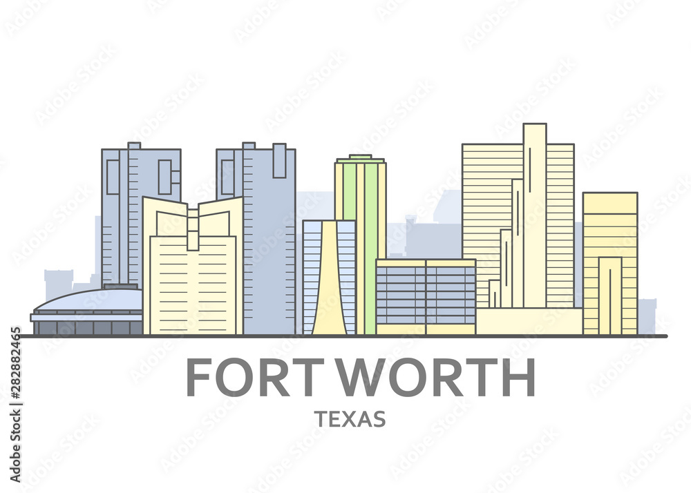 Fort Worth skyline, Texas - panorama of Fort Worth, downtown view