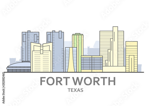 Fort Worth skyline, Texas - panorama of Fort Worth, downtown view