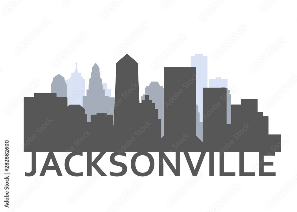 Silhouette of Jacksonville, Florida - skyline of downtown of Jacksonville city