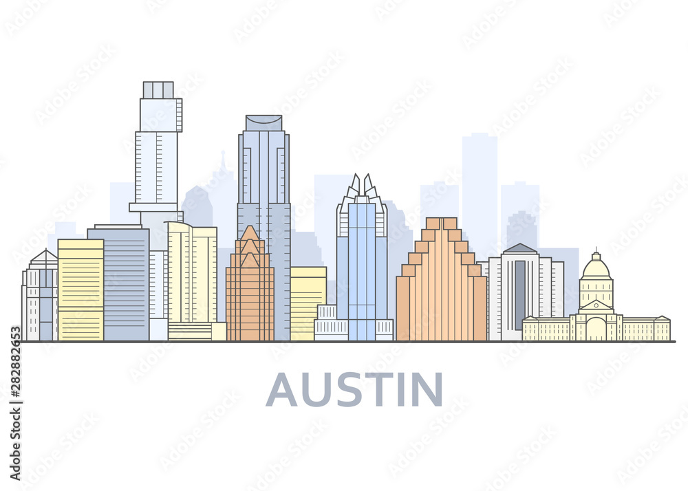 Austin cityscape, Texas - city panorama of Austin, skyline of downtown