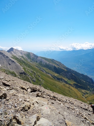 Nature  meadows and peaks that characterize the landscape of the Italian Alps in Val di Susa  near the village of  Susa   Piedmont - August 2019.