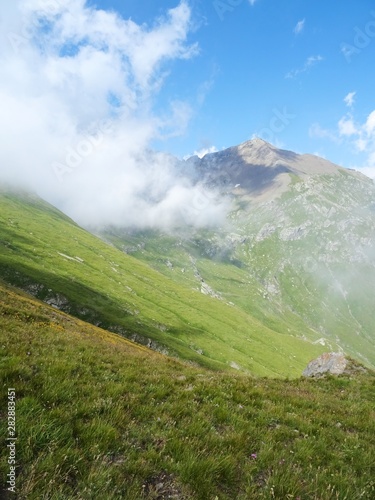 Slika na platnu Nature, meadows and peaks that characterize the landscape of the Italian Alps in Val di Susa, near the village of Susa, Piedmont - August 2019