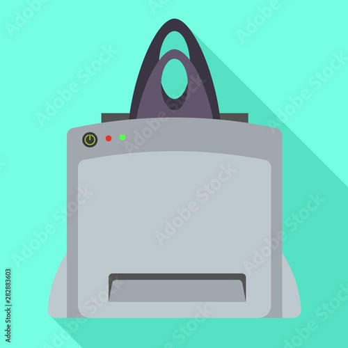 Top view printer icon. Flat illustration of top view printer vector icon for web design