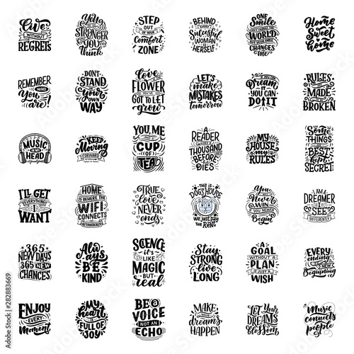 Set with fun slogans for concept design. Hand drawn illustrations. Modern calligraphy quotes. Typography tee print design. Cute lettering for kids fashion.