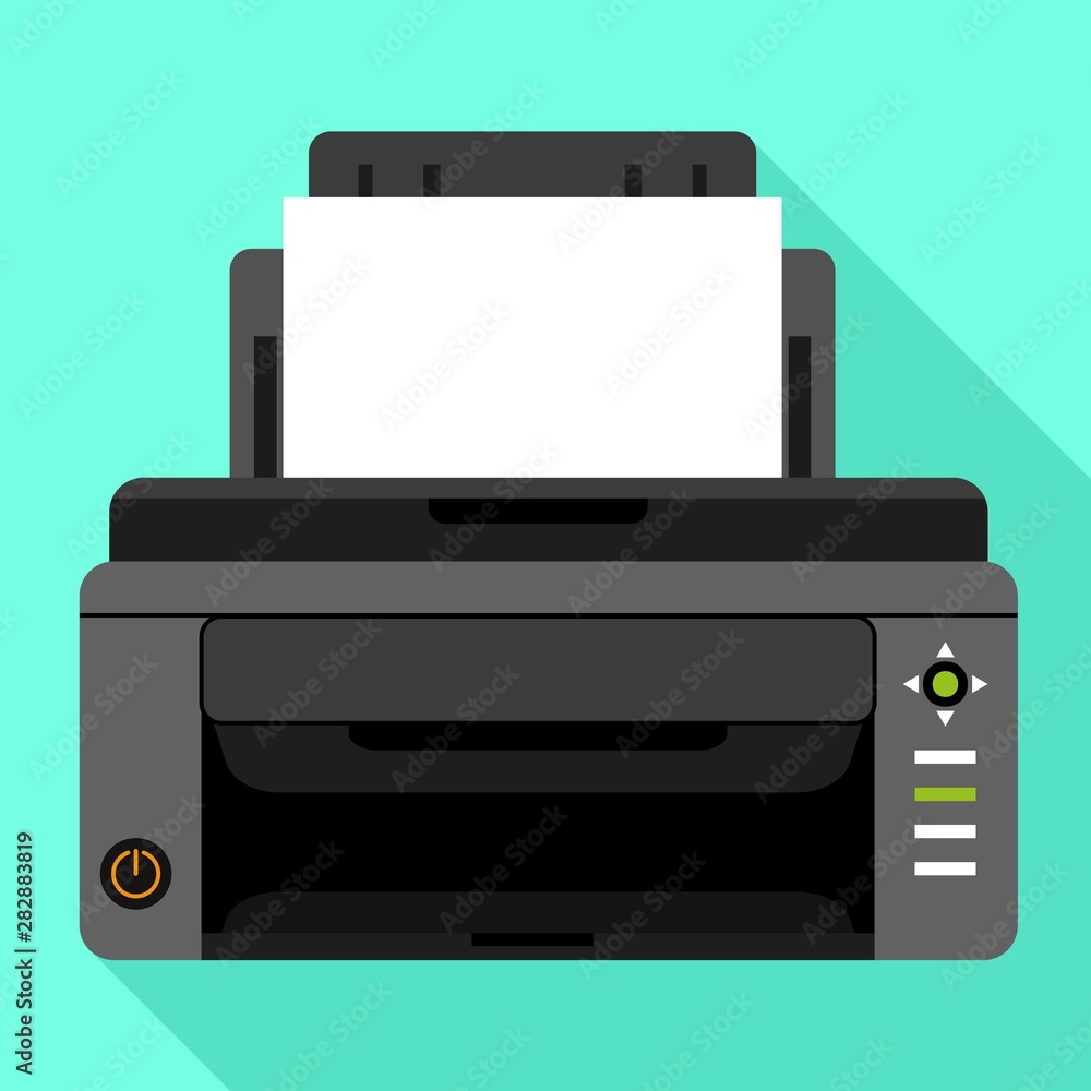 Home plastic printer icon. Flat illustration of home plastic printer vector icon for web design Home plastic printer icon. Flat illustration of home plastic printer vector icon for web design
