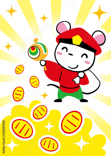 子の大黒様　溢れる小判