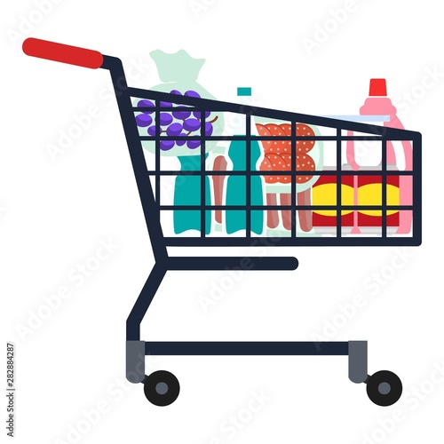 Full shop cart icon. Flat illustration of full shop cart vector icon for web design