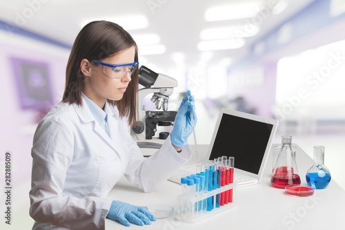 Group of the scientists working at the laboratory