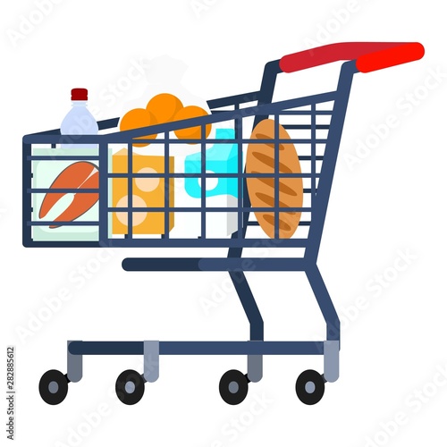 Full shop cart icon. Flat illustration of full shop cart vector icon for web design